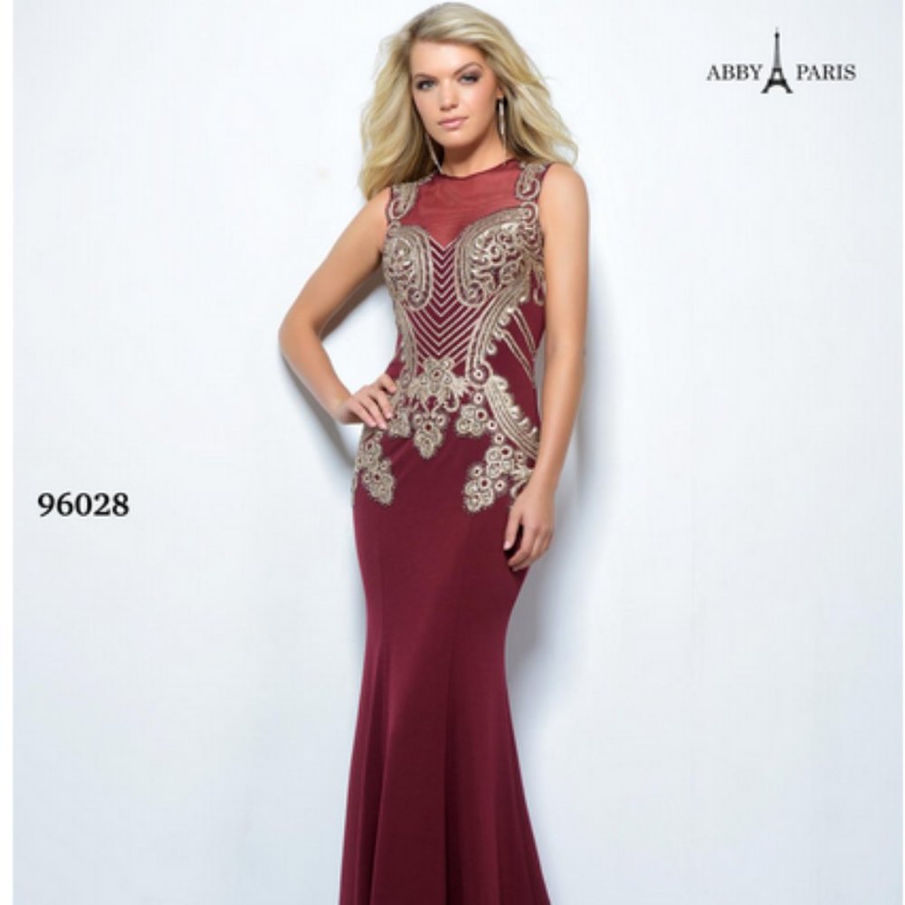 Abby Paris By Lucci Lu 96028 Formal Burgundy Dress-Size 10